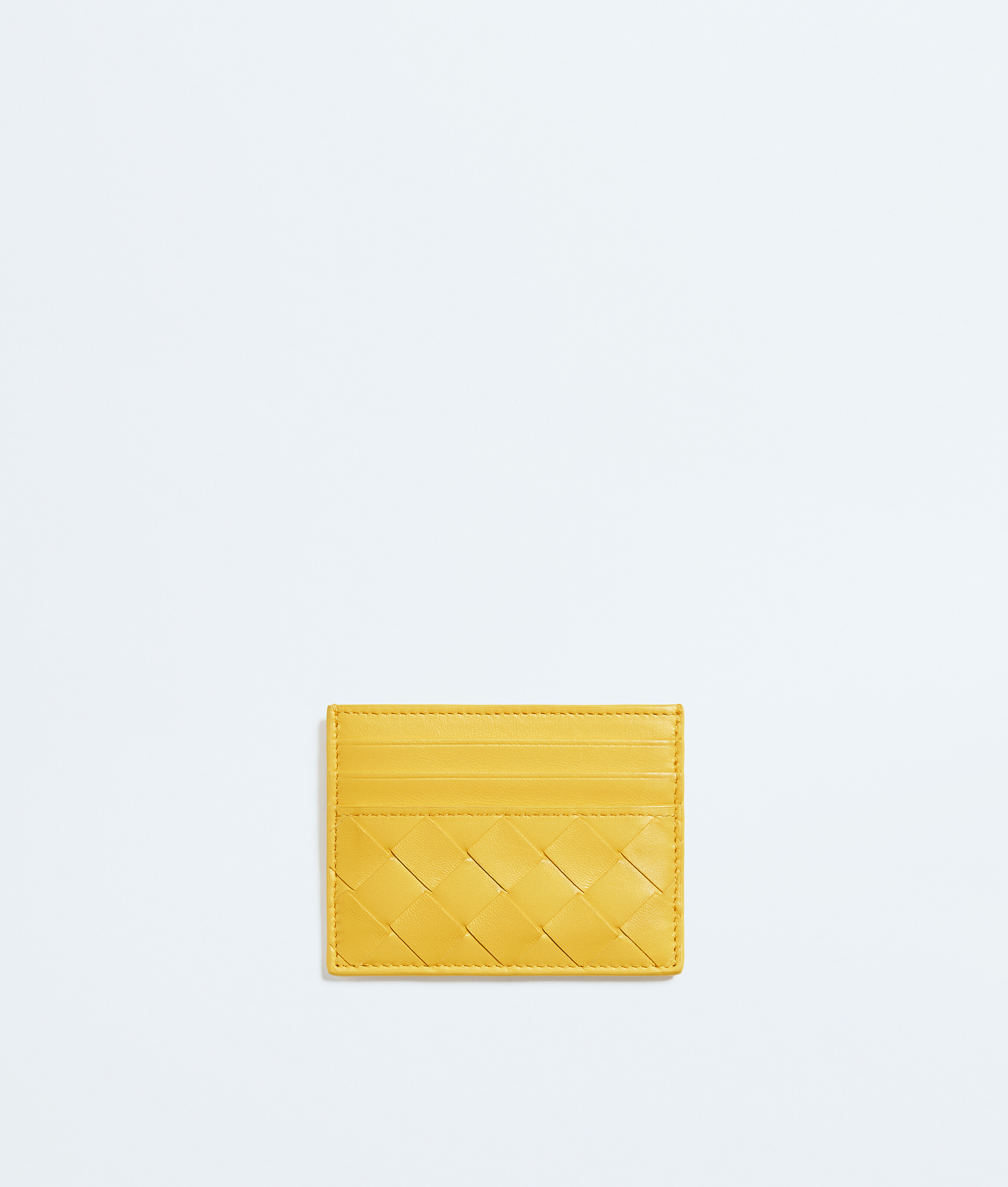 Bottega Veneta Yellow Intrecciato Credit Card Case - Woman - U