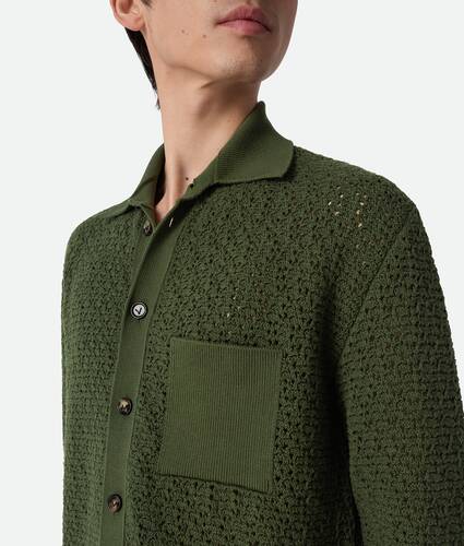 Cotton Crochet Knit Shirt