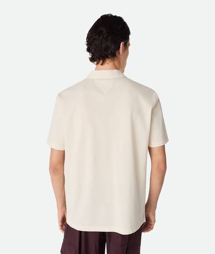 Men's Fine Cotton Jersey Polo in Pale meringue Bottega Veneta United States EN - Image 3