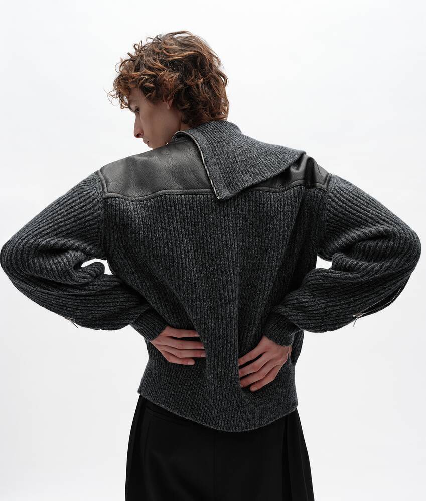 Maglia in lana a coste da Uomo in Dark grey melange Bottega Veneta Italia IT - Image 4
