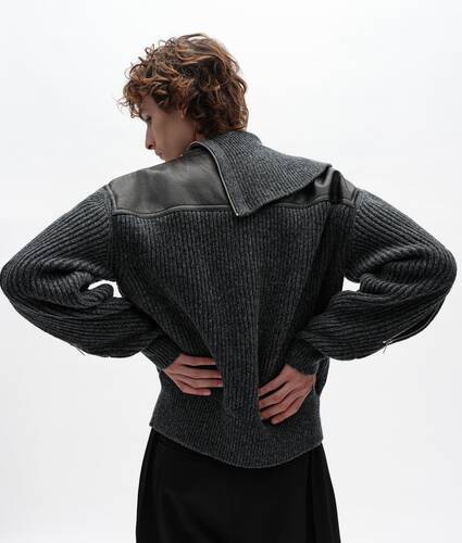 Men's Wool Rib Sweater in Dark gray melange Bottega Veneta Japan EN - Image 4