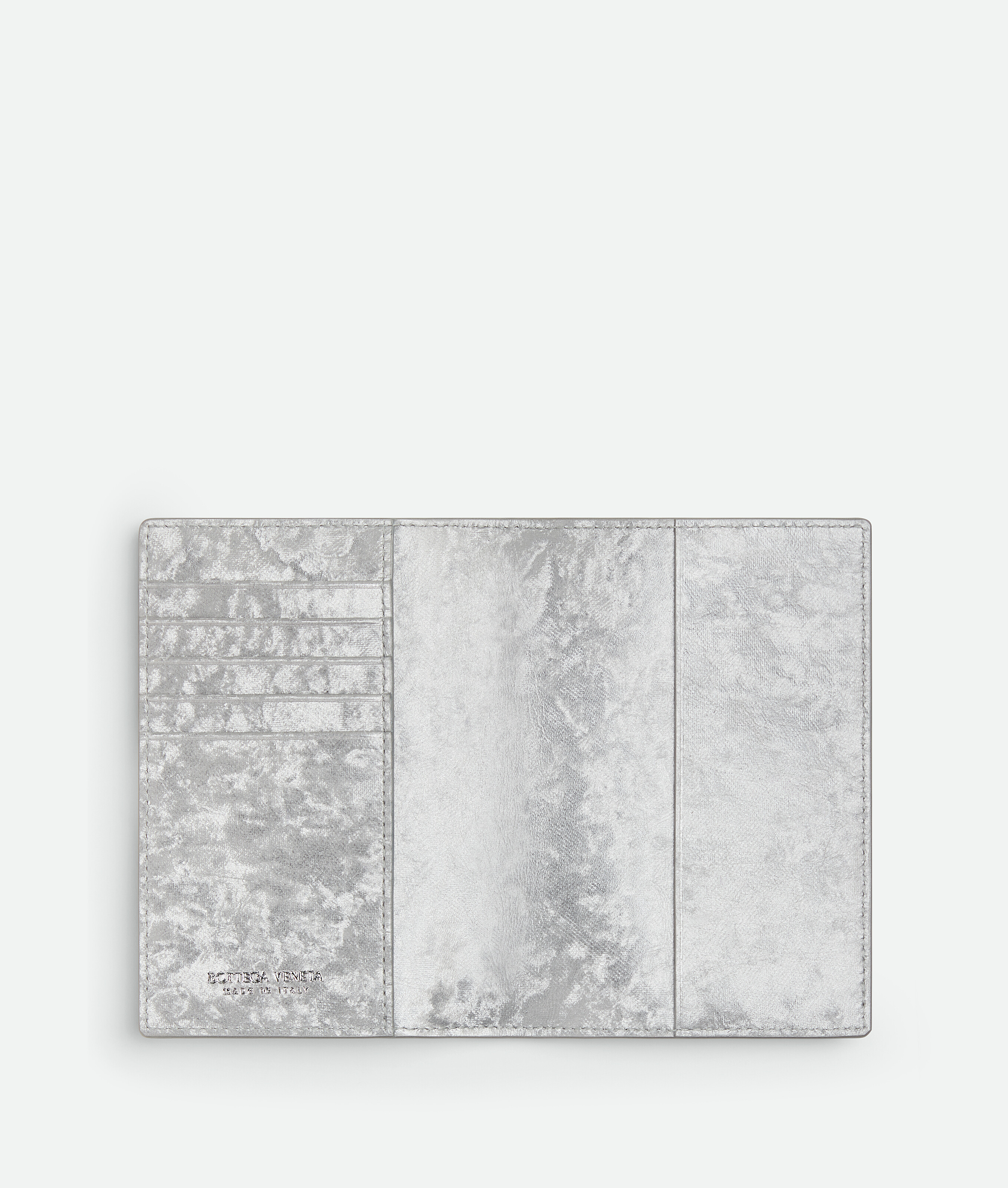 Bottega Veneta Intrecciato Passport Case In Silver