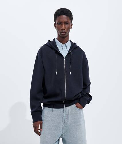 Men's Double Wool Hoodie  in Navy Bottega Veneta Belgium EN - Image 1