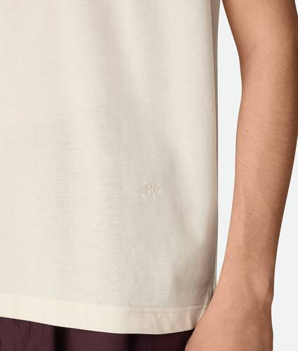 Men's Fine Cotton Jersey Polo in Pale meringue Bottega Veneta United States EN - Image 4