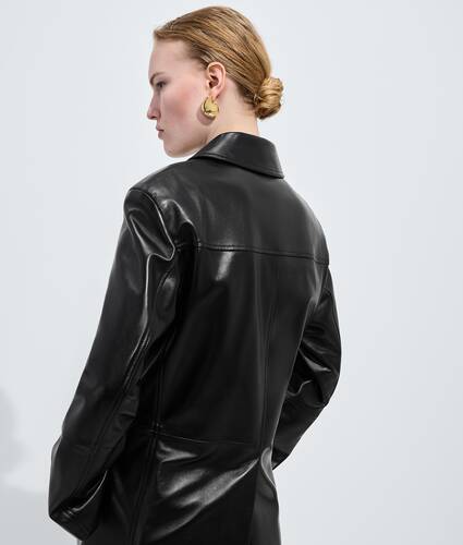 Cappotto in pelle lucida da Donna in Double black Bottega Veneta Italia IT - Image 4