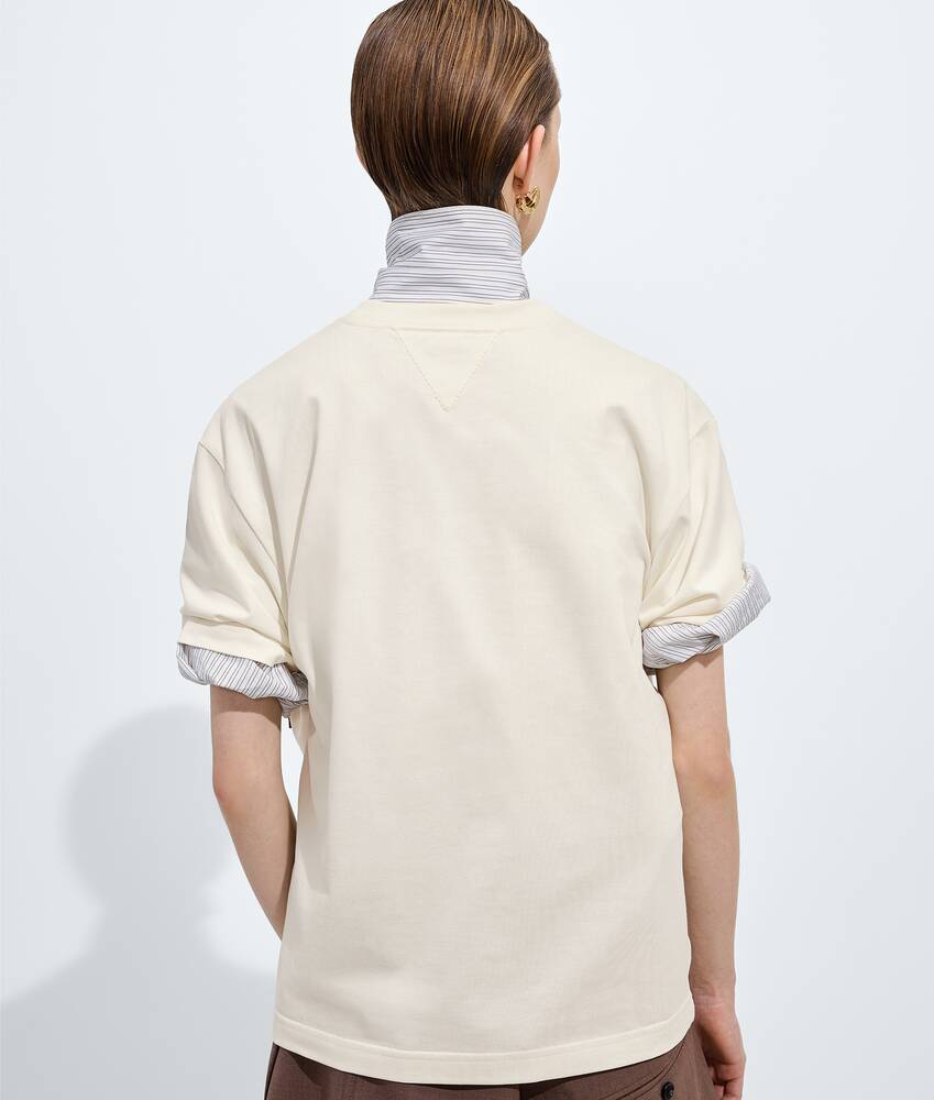 Women's Cotton Jersey T-Shirt in Parchment Bottega Veneta Denmark EN - Image 3