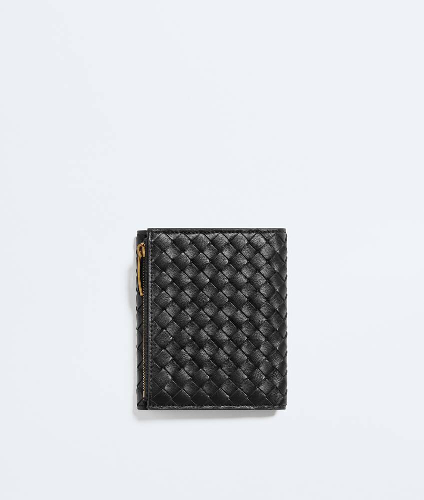 Women's Intrecciato Piccolo Small Bi-Fold Zipped with Flap in Black Bottega Veneta Netherlands EN - Image 3