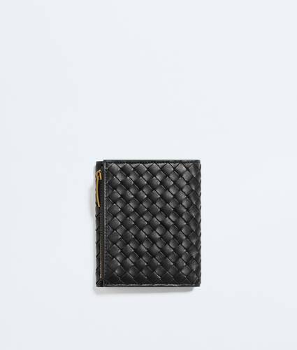 Women's Intrecciato Piccolo Small Bi-Fold Zipped with Flap in Black Bottega Veneta Netherlands EN - Image 3