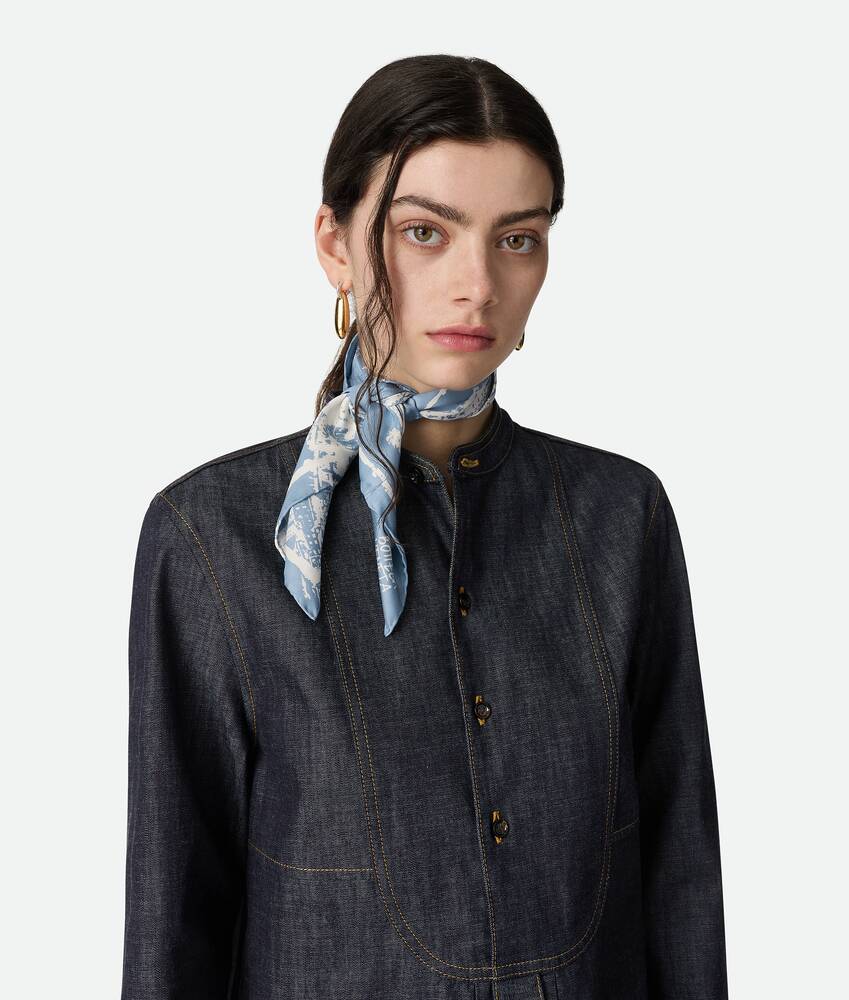 Women's Italian Postcard Silk Foulard in Blue/dove Bottega Veneta United States EN - Image 2