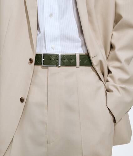 Men's Intrecciato Reversible Belt in Green tweed/black Bottega Veneta Malaysia EN - Image 2