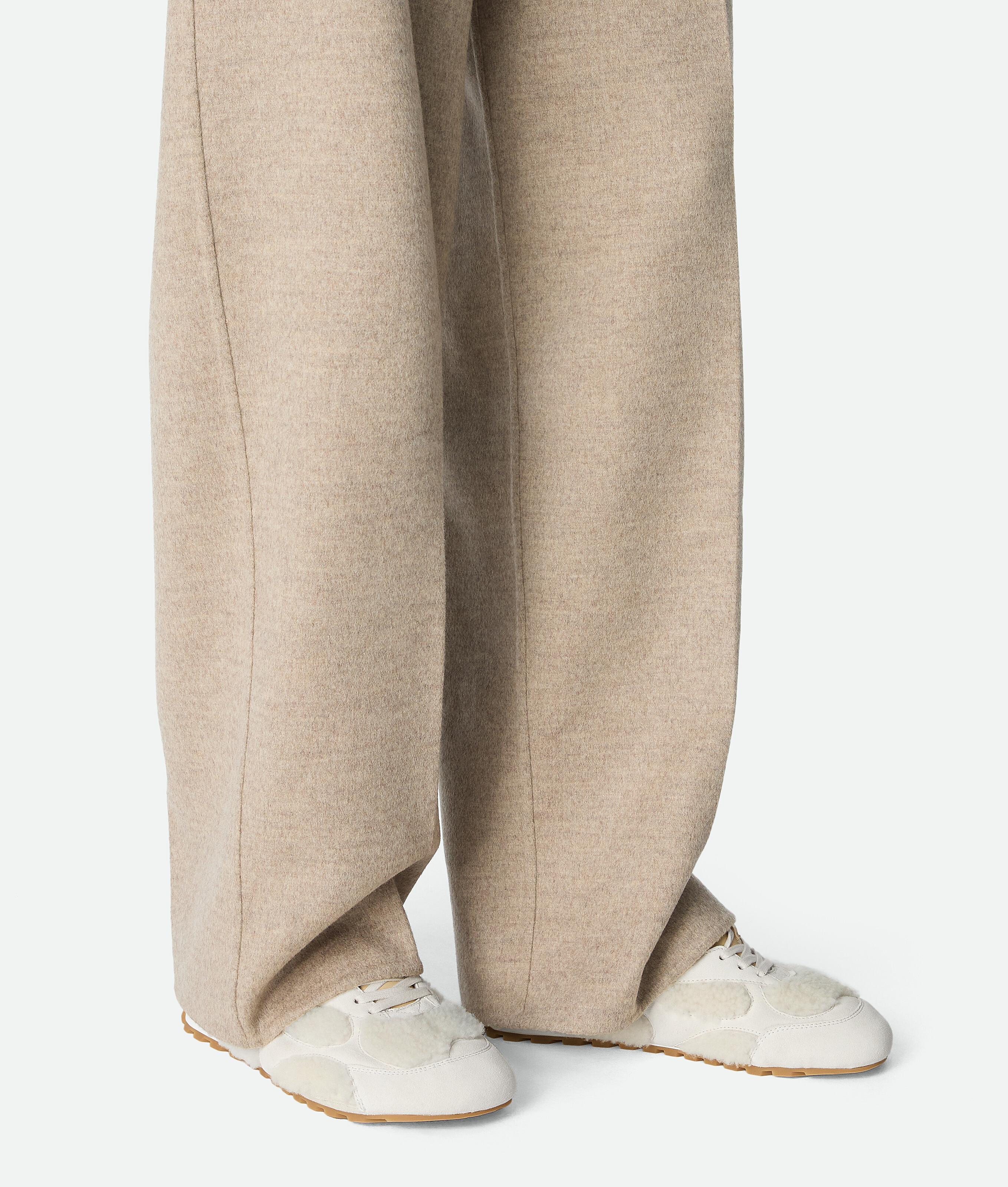 Bottega Veneta Shearling-suede Orbit Flash Sneakers In White