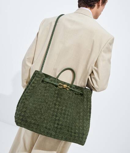 Women's Large Andiamo in Green tweed Bottega Veneta Sweden EN - Image 2