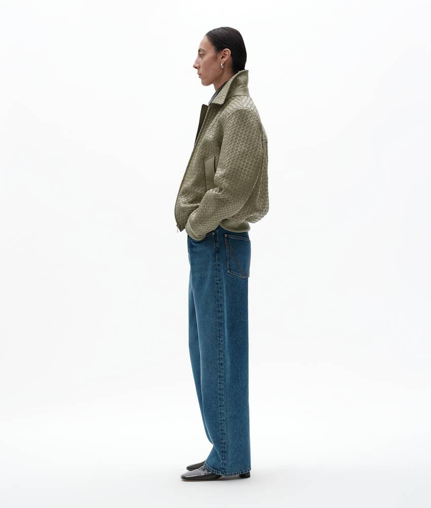 Women's Intrecciato Leather Blouson in Tarragon Bottega Veneta United States EN - Image 2