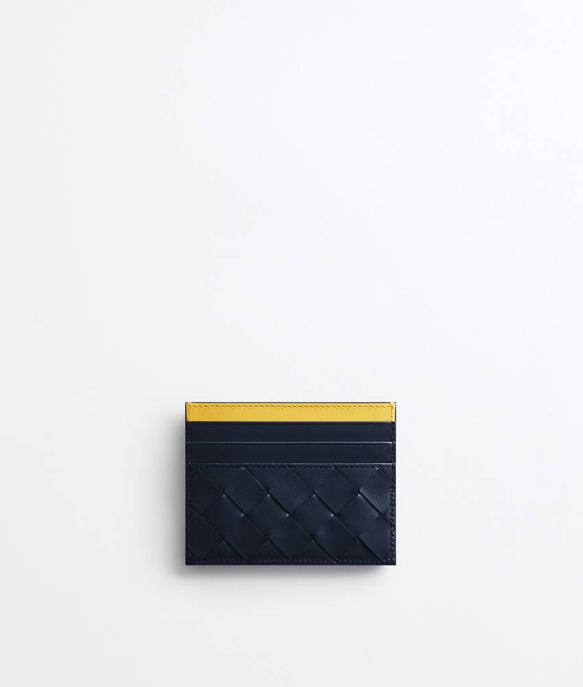 Men's Intrecciato Credit Card Case in Midnight/taxi Bottega Veneta Australia EN - Image 2