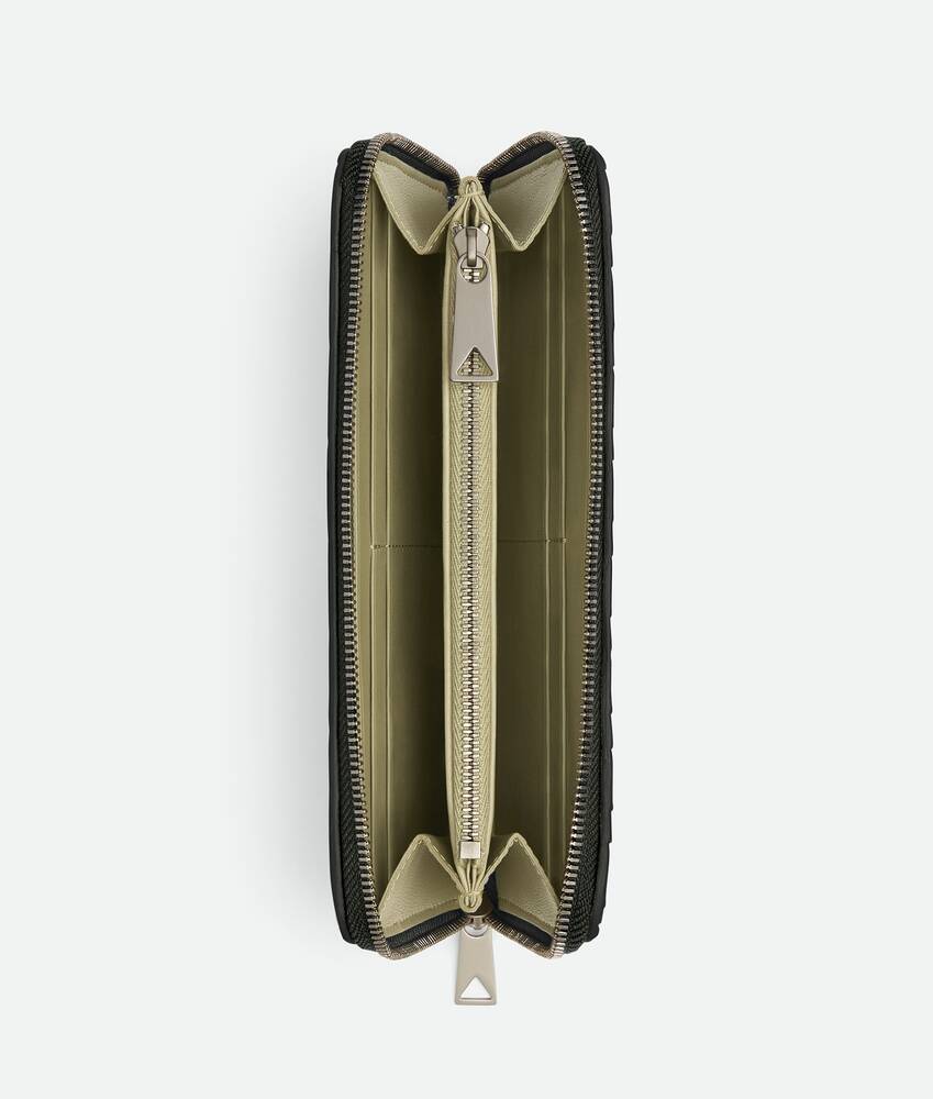 Men's Intrecciato Zip Around Wallet in Dark green / Travertine Bottega Veneta Kuwait EN - Image 2