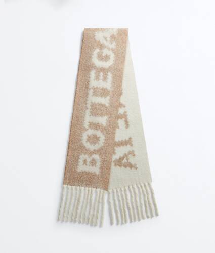 Women's Jacquard Wool and Mohair Scarf in Hemp/parchment Bottega Veneta Lithuania EN - Image 1