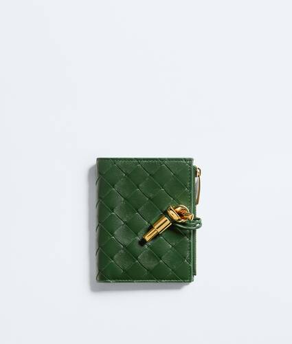 Ela's Carteira Bi-Fold Andiamo pequena em Basil Bottega Veneta Brasil PT - Image 1