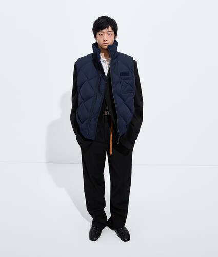 Men's Nylon and Cotton Quilted Gilet in Midnight blue Bottega Veneta Canada EN - Image 1