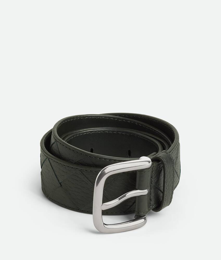 Men's Intrecciato Taurillon Belt in Dark green Bottega Veneta Italy EN - Image 3