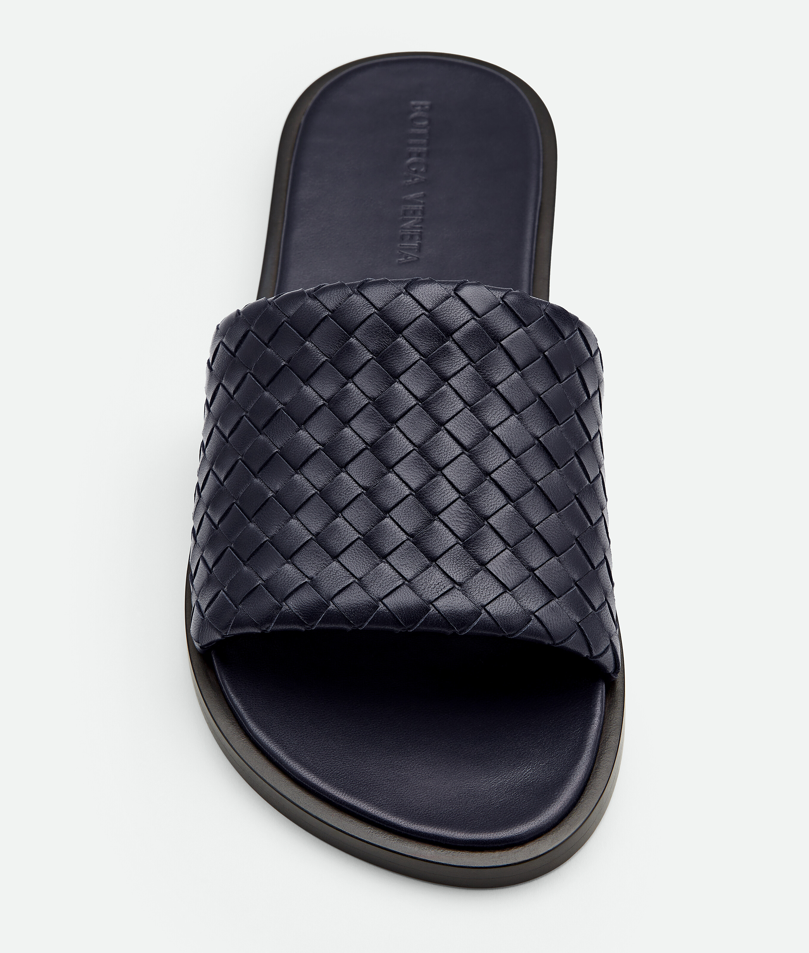 Bottega Veneta Nappa Leather Slippers Strap Woven In Black