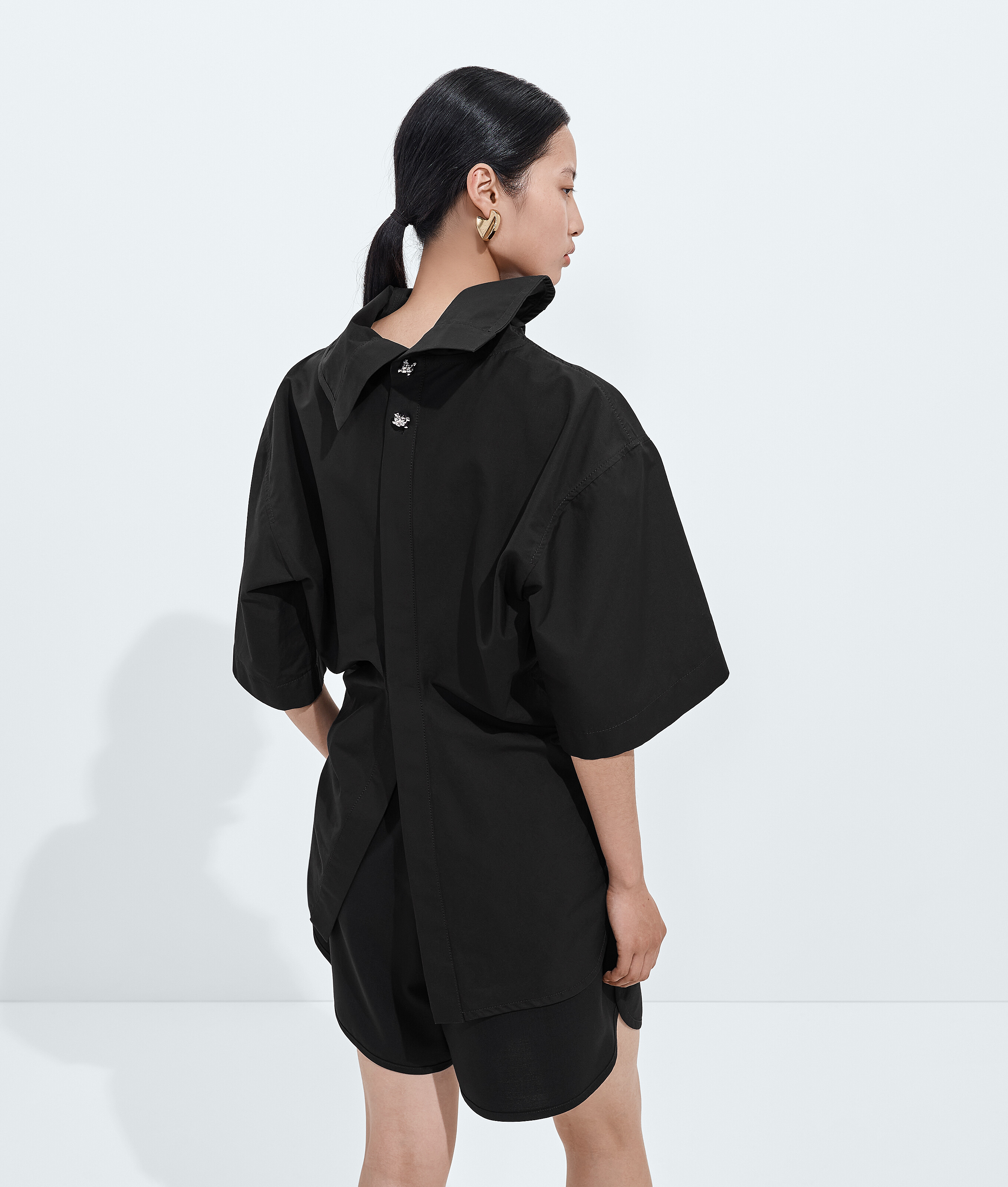 Women's Compact Cotton Toile Top in Double black Bottega Veneta Luxembourg EN - Image 3