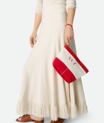 Mittelgro&szlig;e Flip Flap Pouch f&uuml;r Damen in White/scarlet Bottega Veneta Deutschland DE - Image 2