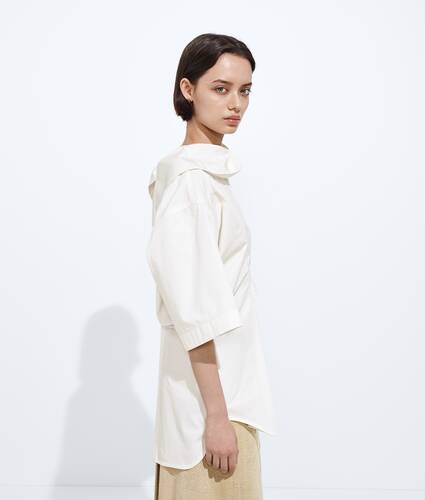 Ela's Top em Toile de Algod&atilde;o Compacto em Chalk Bottega Veneta Brasil PT - Image 4