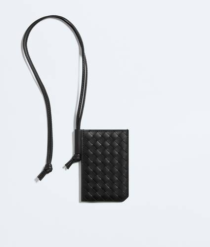 Men's Intrecciato Piccolo Badge Holder in Black/thunder Bottega Veneta Czechia EN - Image 1