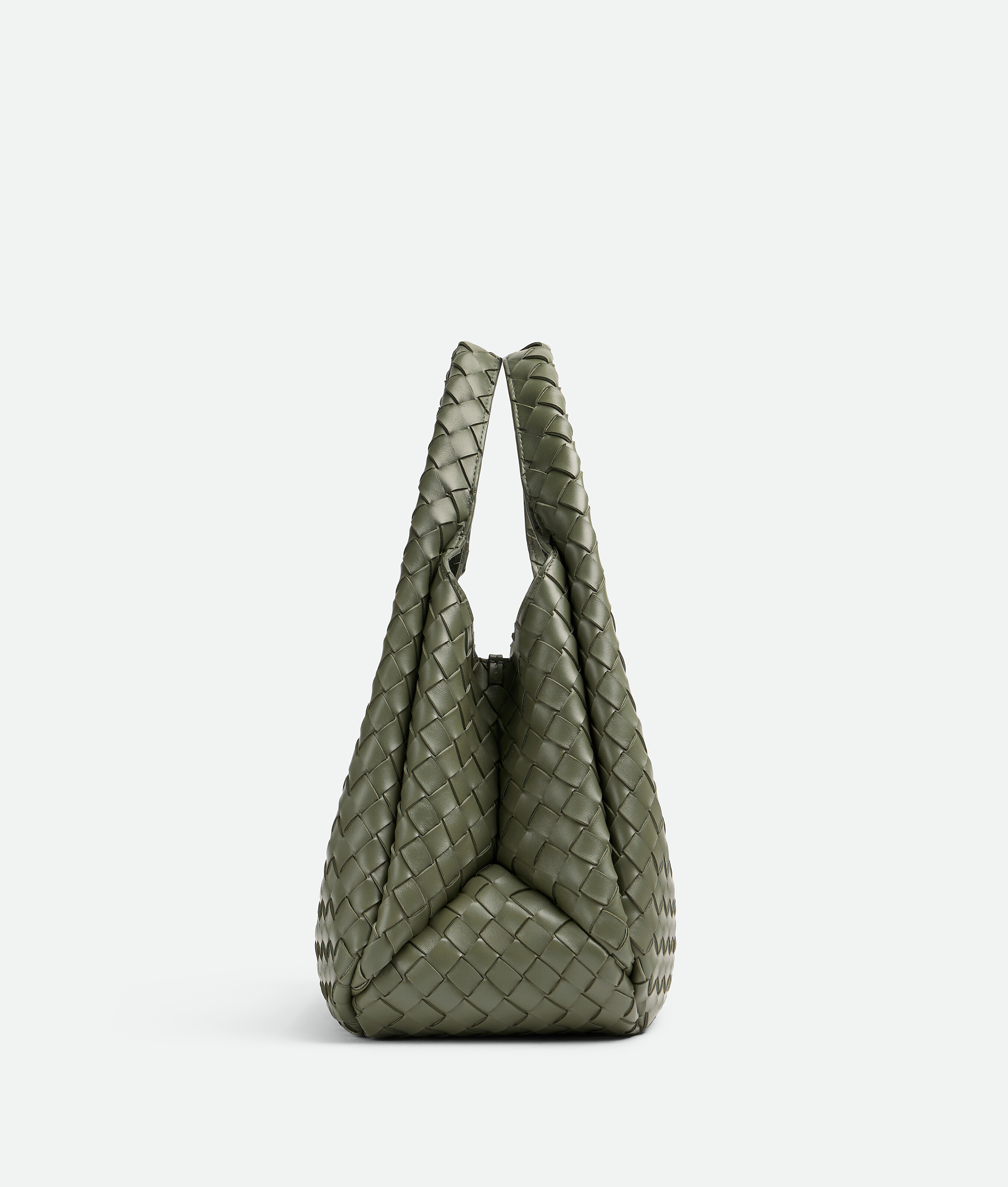 Bottega Veneta Medium Leather Intrecciato Campana Shoulder Bag In Green