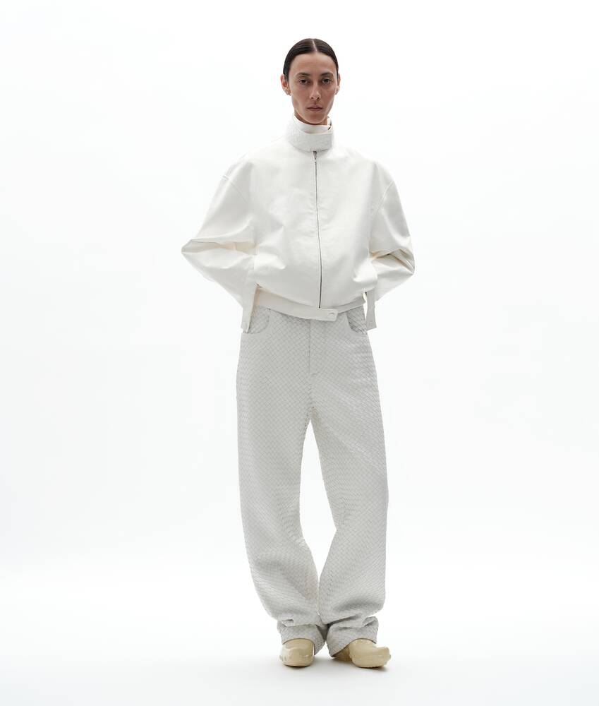 Women's Papery Leather Blouson in White Bottega Veneta Sweden EN - Image 3