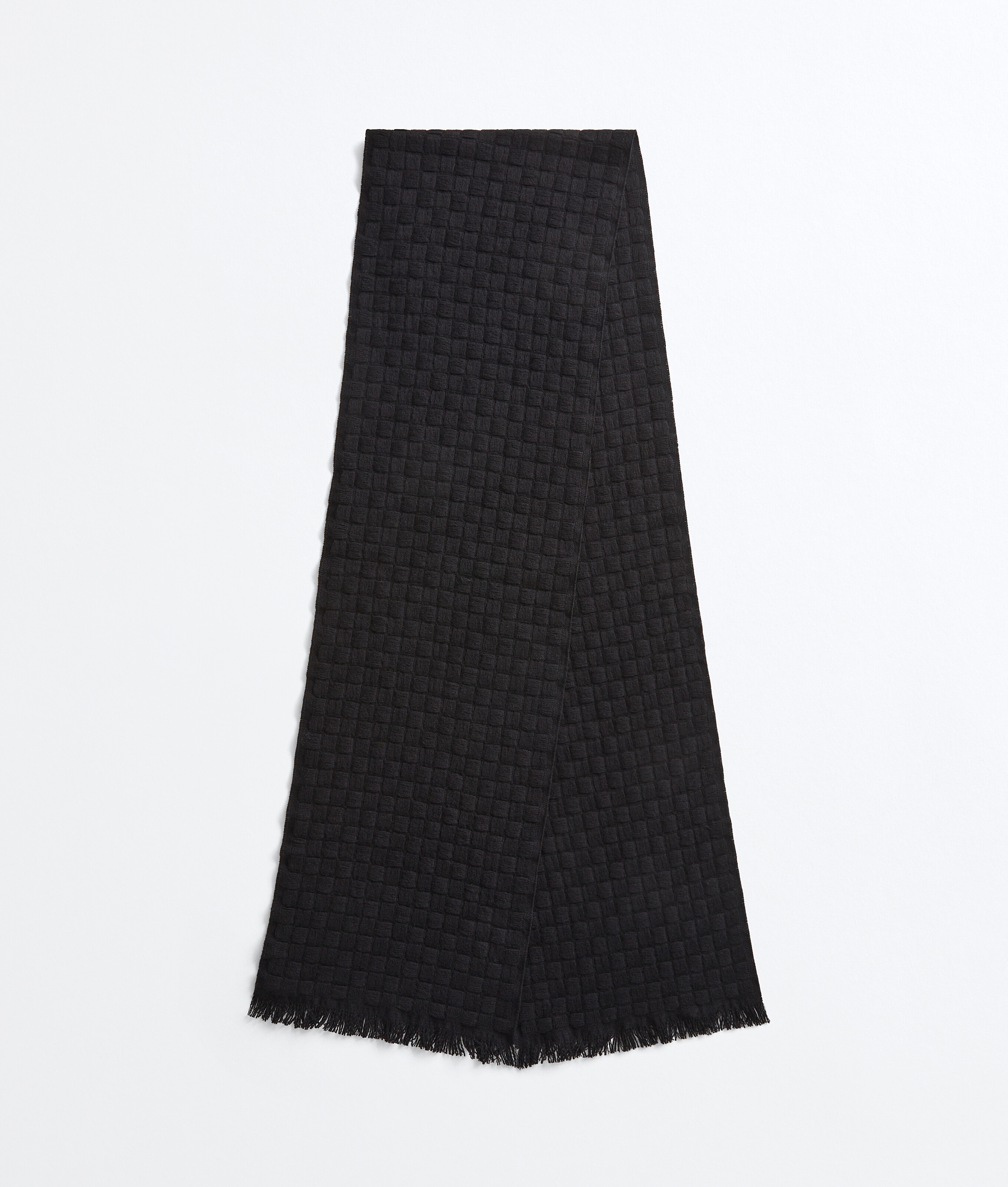 Men's Cashmere Intrecciato Scarf in Double black Bottega Veneta Luxembourg EN - Image 1