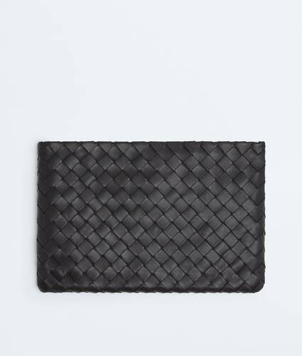 Intrecciato Medium Flat Pouch in Black Bottega Veneta Norway EN - Image 1