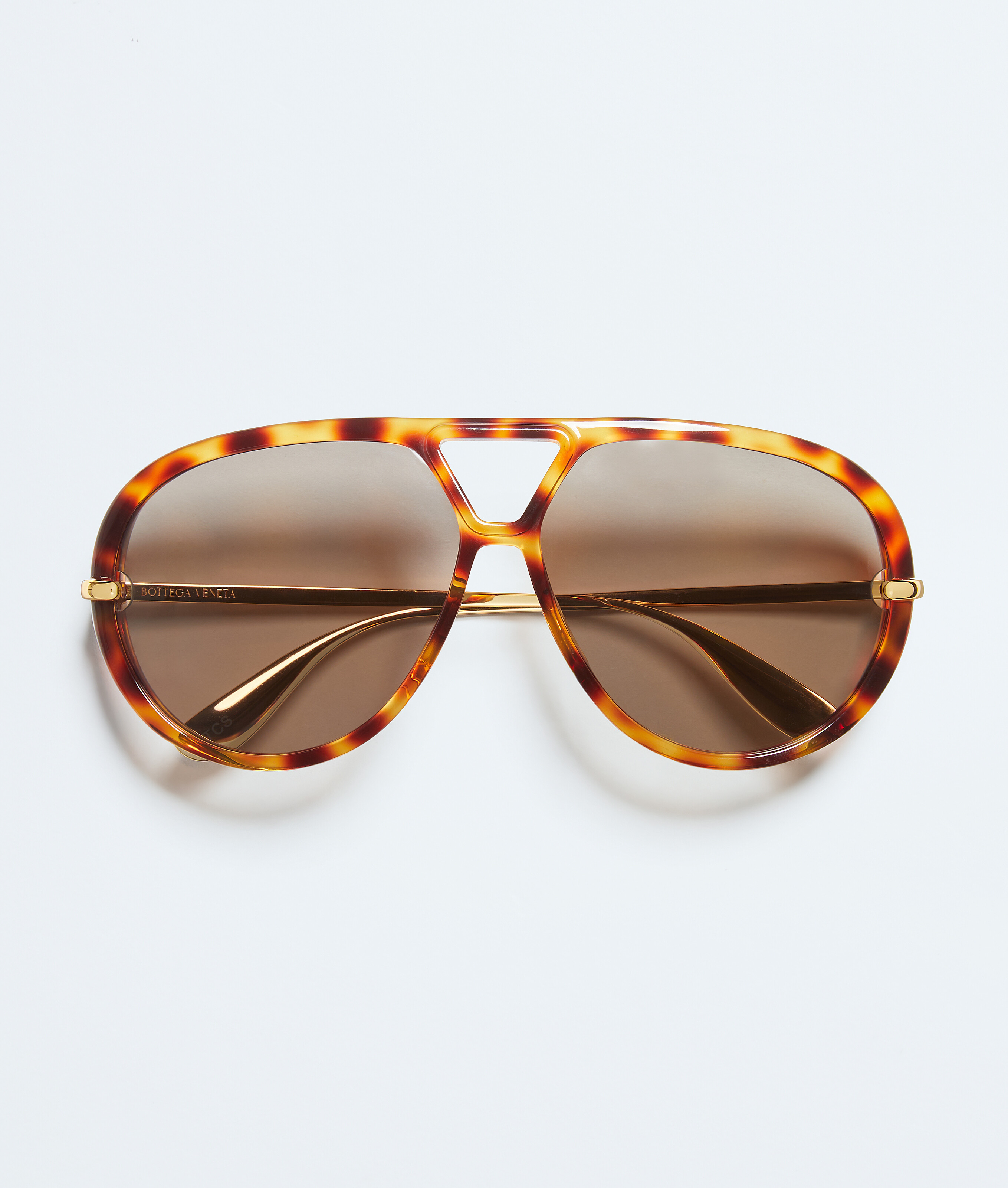 BOTTEGA VENETA  ゴールドテンプルアイウェア BOTTEGA VENETA EYEWEAR Oval-frame acetate and gold-tone sunglasses