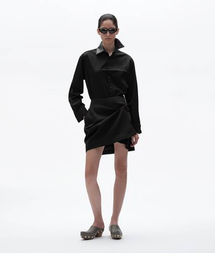 Rock aus Grain-de-Poudre-Wolle f&uuml;r Damen in Double black Bottega Veneta &Ouml;sterreich DE - Image 1