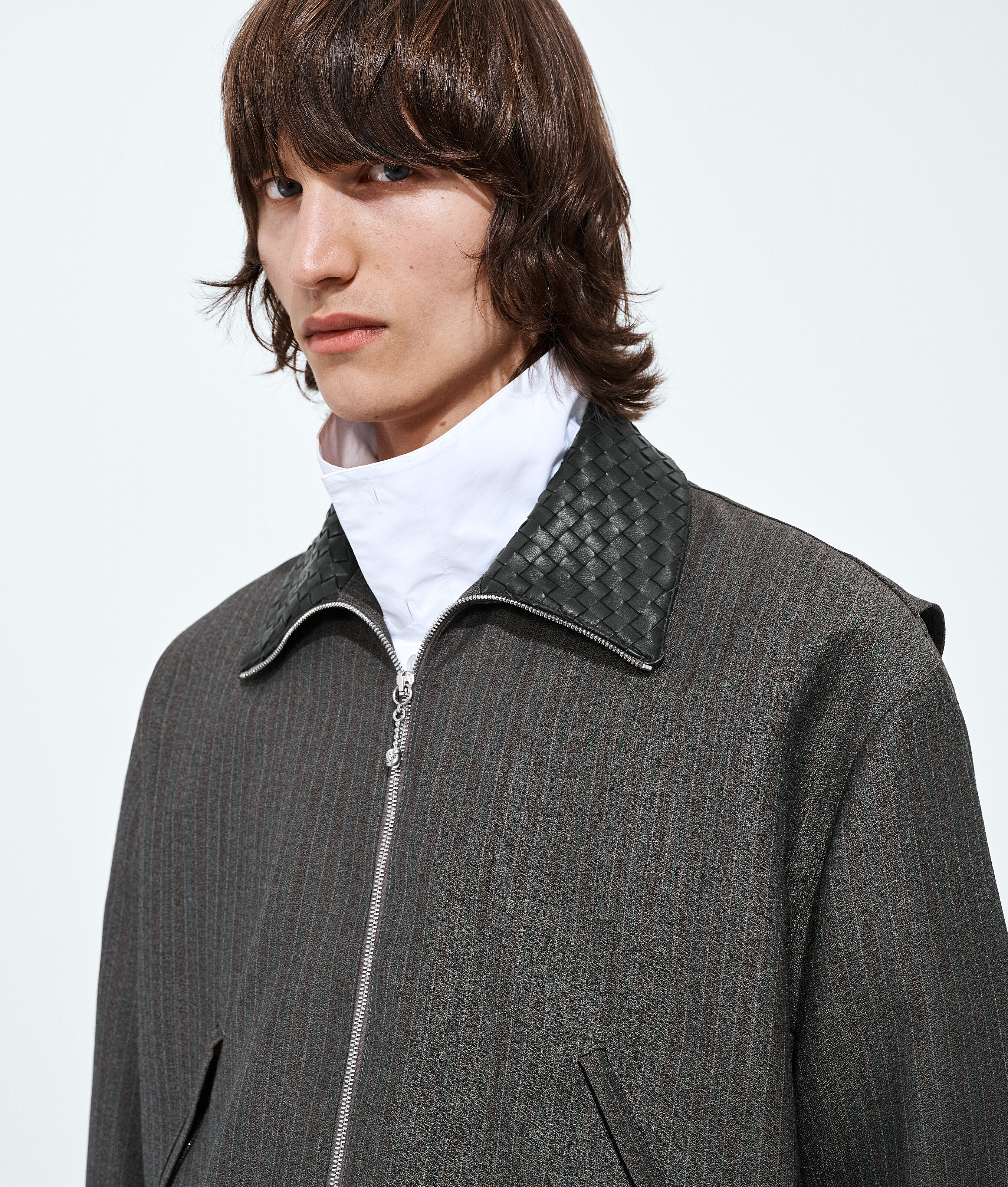 Men's Wool And Mohair Blouson in Desert/gray melange Bottega Veneta Luxembourg EN - Image 4