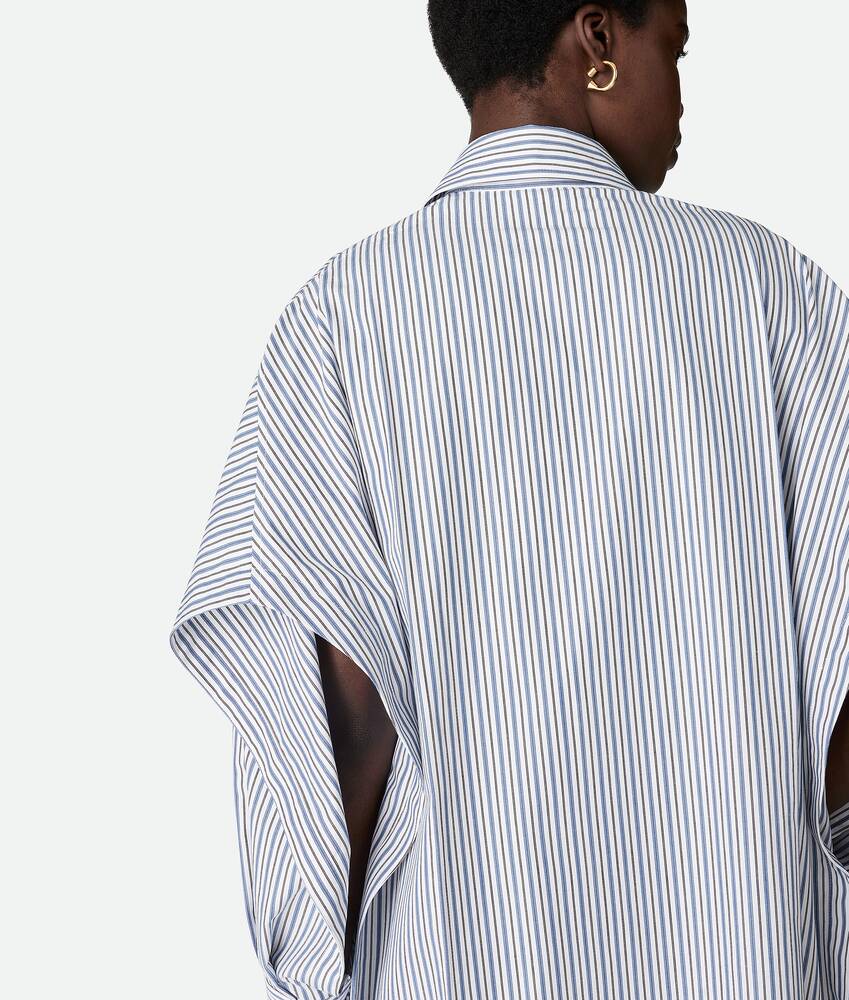 Women's Cotton Stripe Dress in White/squill/ebony Bottega Veneta Hong Kong SAR China EN - Image 4