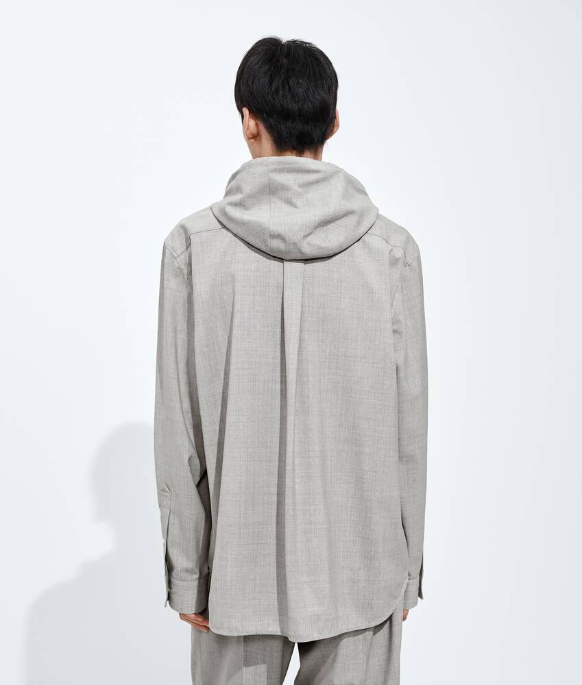 Men's Light Wool Toile Hooded Shirt in Light gray melange Bottega Veneta Latvia EN - Image 3