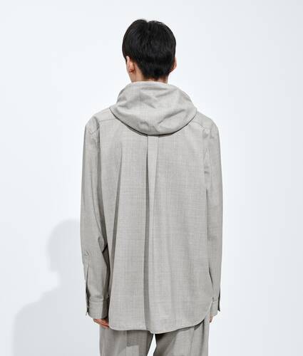 Men's Light Wool Toile Hooded Shirt in Light gray melange Bottega Veneta Latvia EN - Image 3