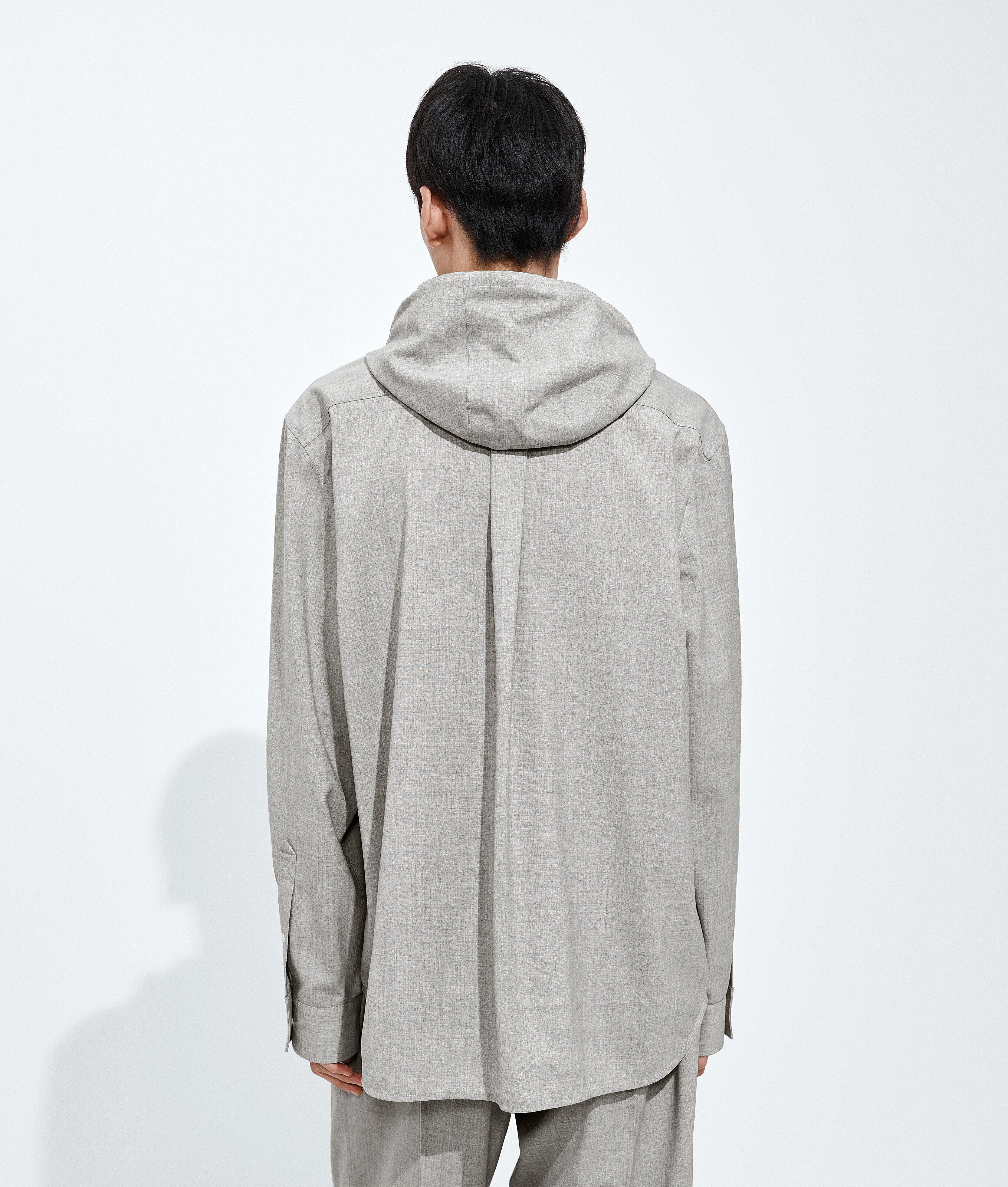 Men's Light Wool Toile Hooded Shirt in Light gray melange Bottega Veneta Luxembourg EN - Image 3
