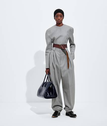 Kleid aus kompaktem Wollflanell f&uuml;r Damen in Sterling melange Bottega Veneta Deutschland DE - Image 3