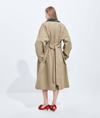 Women's Cotton Trench Coat in Sahara Bottega Veneta Monaco EN - Image 3