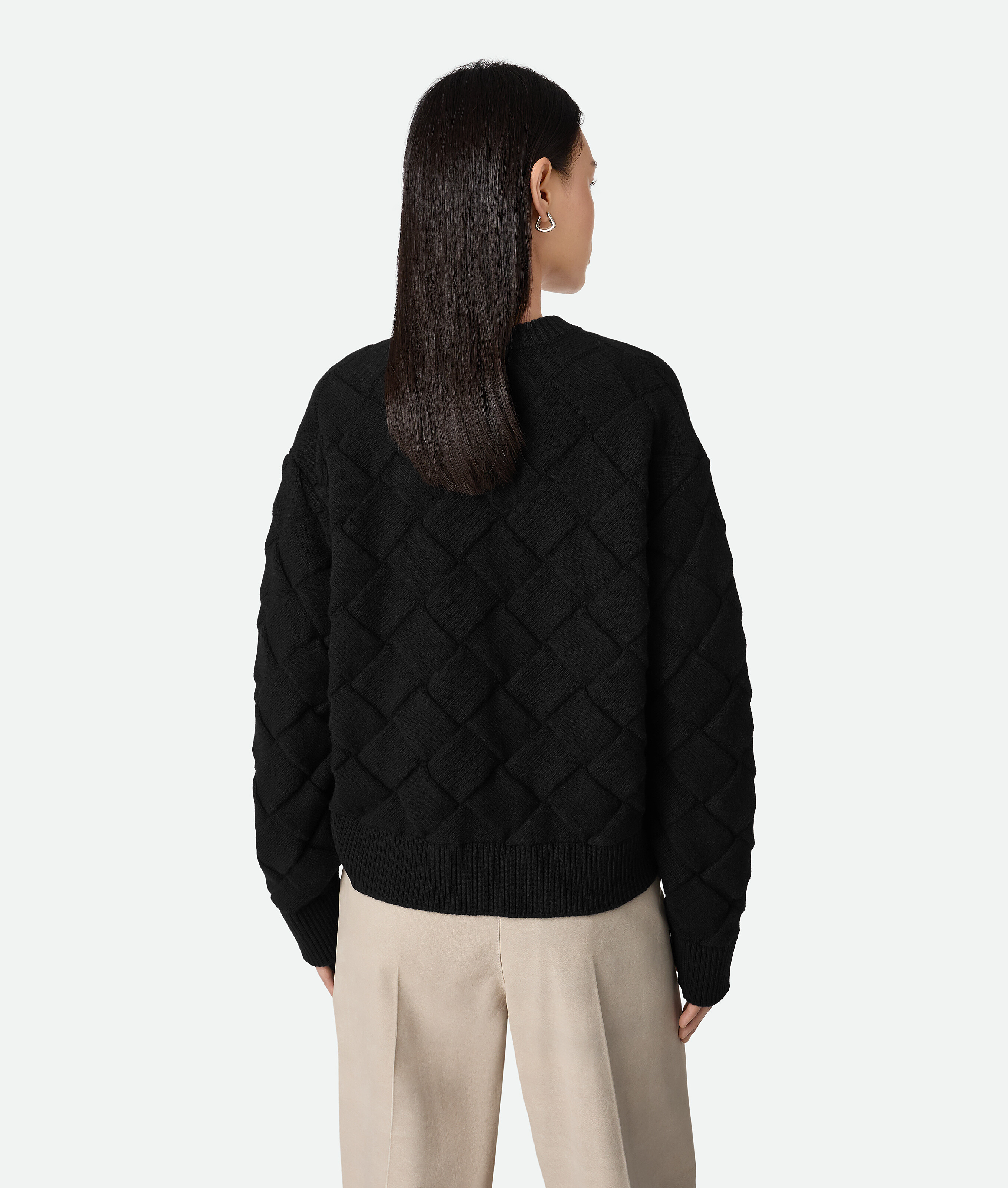 Bottega Veneta Pull En Laine Intrecciato In Black