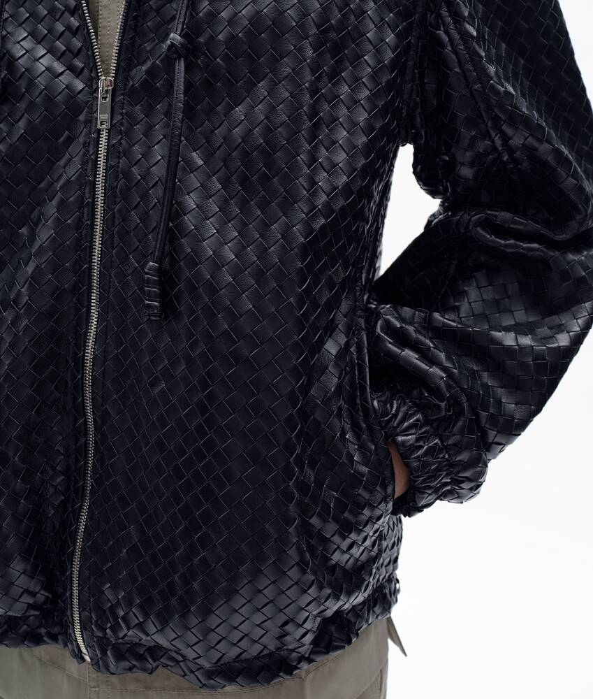 Men's Intrecciato Leather Hooded Blouson in Dark navy Bottega Veneta Canada EN - Image 4