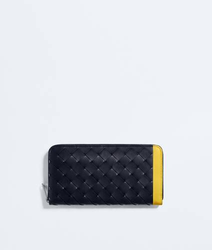 Men's Intrecciato Zip-Around Wallet in Midnight/taxi Bottega Veneta Greece EN - Image 1