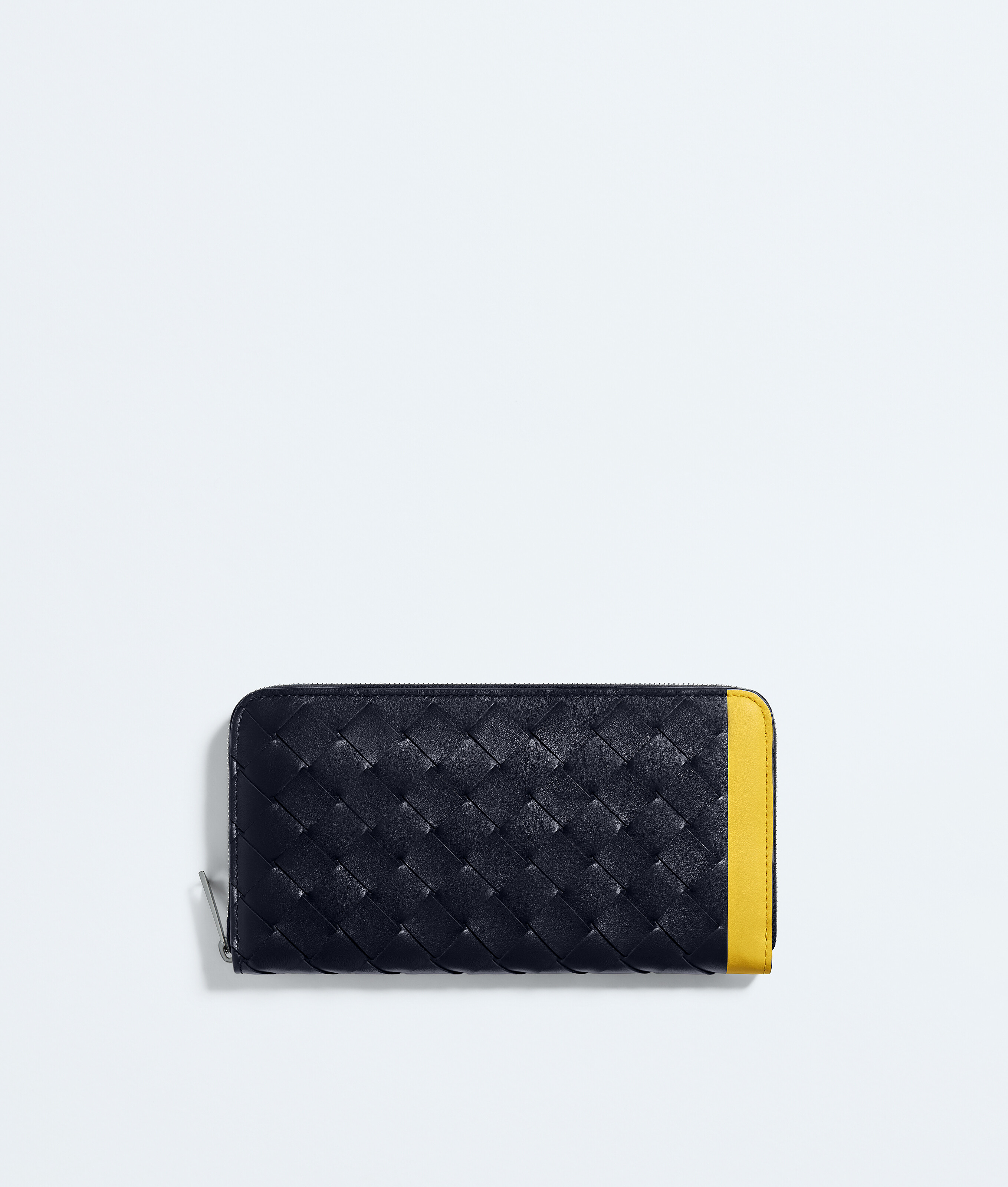 Bottega Veneta Blue Intrecciato Zip Around Wallet - Man - U