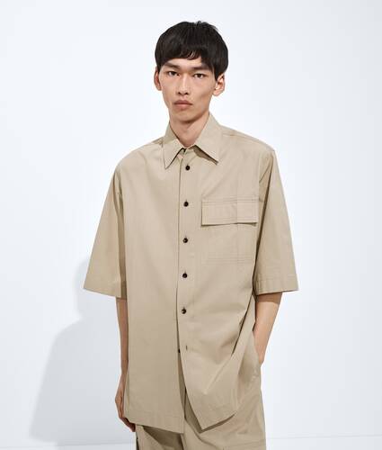 Men's Cotton Toile Shirt in Stucco Bottega Veneta Bulgaria EN - Image 1