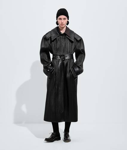 Cappotto in pelle plissettato da Donna in Double black Bottega Veneta Italia IT - Image 1