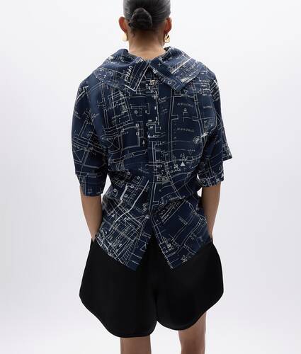 プリント シルクツイル トップス のために ウィメンズ で ミッドナイトブルー/チョーク Bottega Veneta 日本 JA - Image 3