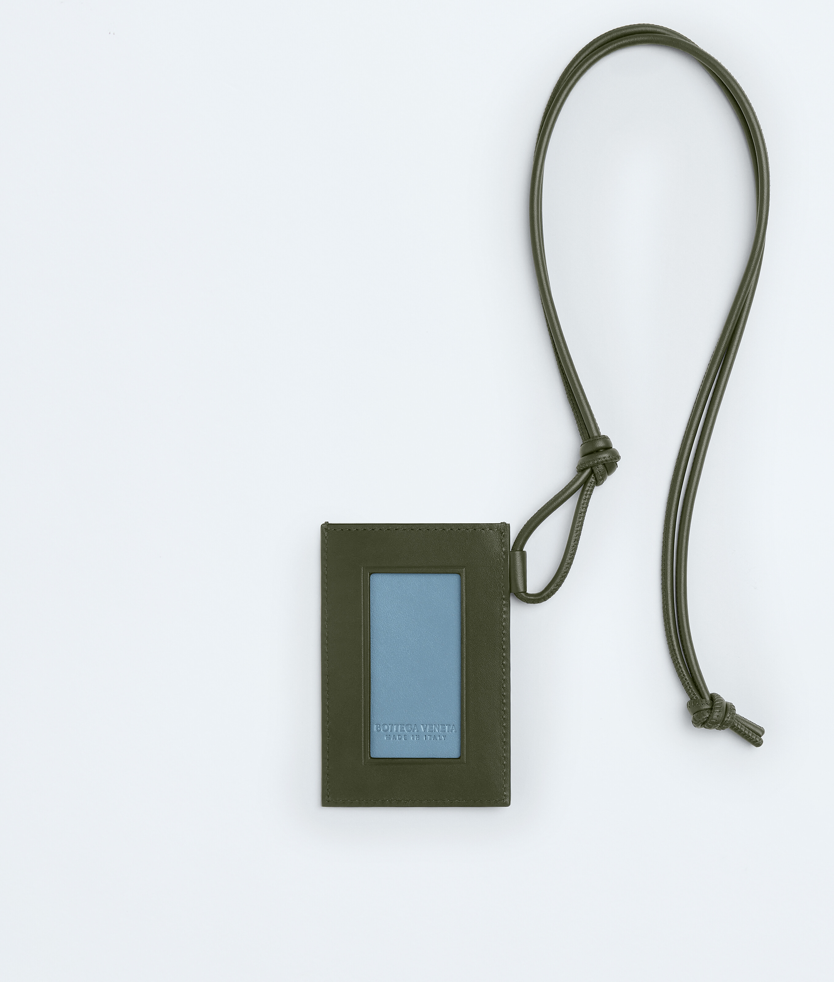 Men's Intrecciato Badge Holder in Green tweed/mineral Bottega Veneta Croatia EN - Image 3