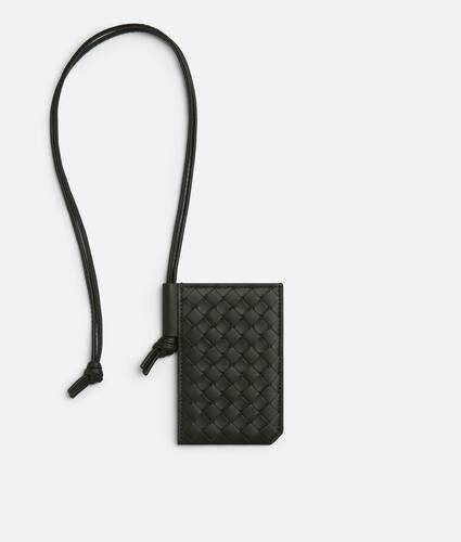 Men's Intrecciato Piccolo Badge Holder in Dark green Bottega Veneta Romania EN - Image 1
